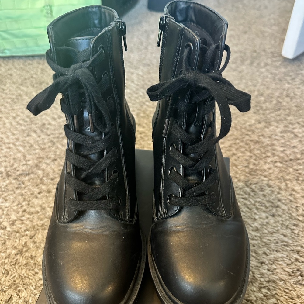 Black Lace-Up Combat Boots